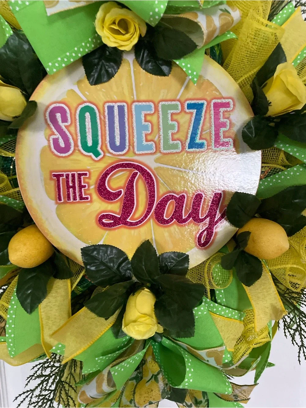 Squeeze the Day Lemon Door Wreath - Green & Yellow
